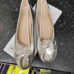 Zara Silver Bow Flats